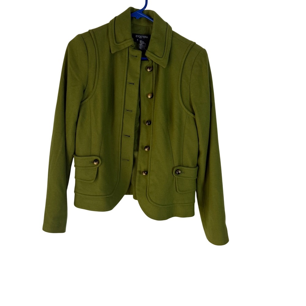 ETCETERA Women‎ Green Wool Blend Blazer Jacket Size 4 Aademia Goblin Fairy